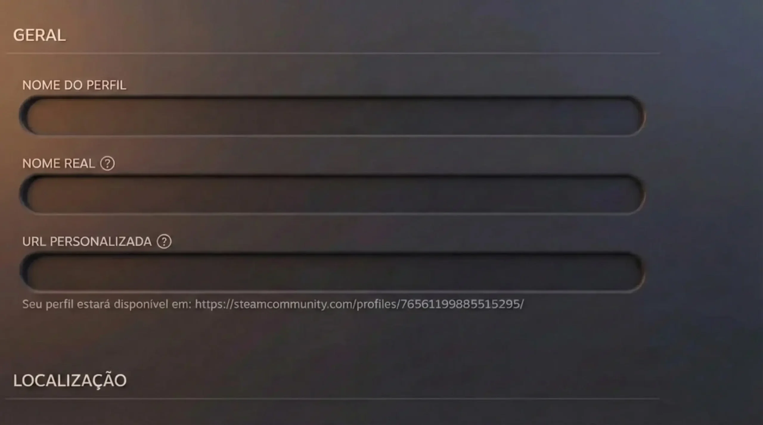 Texto invisível para Steam